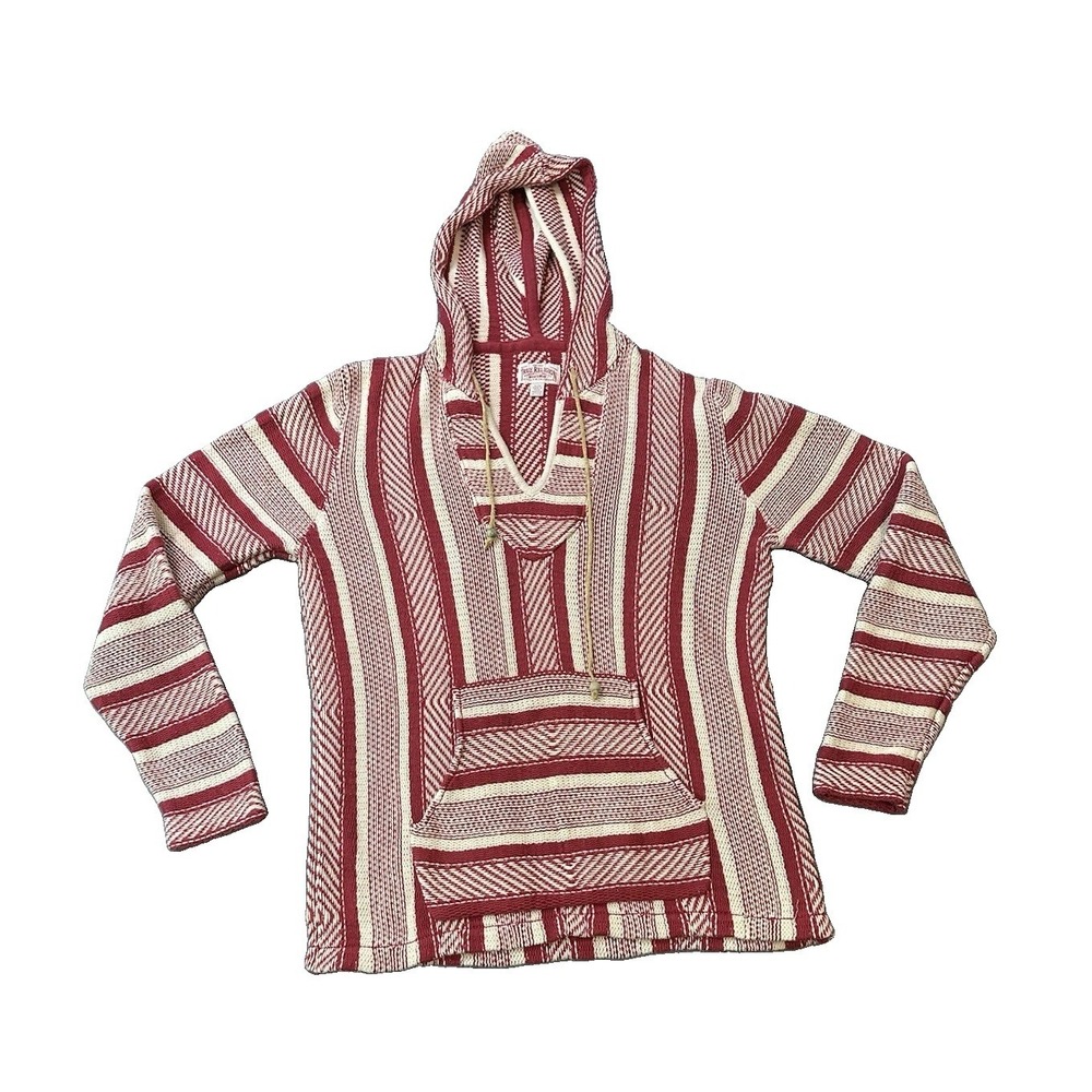 True Religion Baja Red Cream Hoodie Pullover XL Drug Rug Surf Skater Boho READ